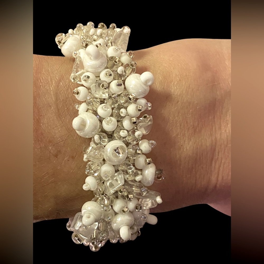 Bracelet made from crystals, stones, and glass beads from Czech Rep.